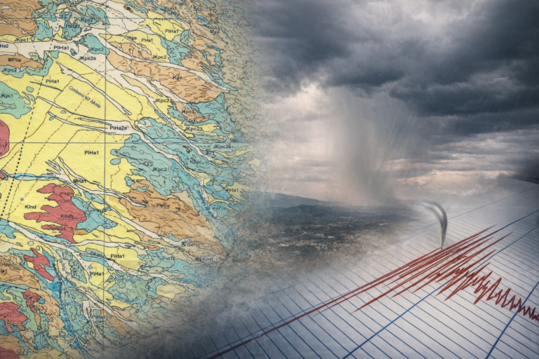 Mapa geológico y factores desencadenantes como lluvia intensa y sismicidad asociados a remociones en masa.